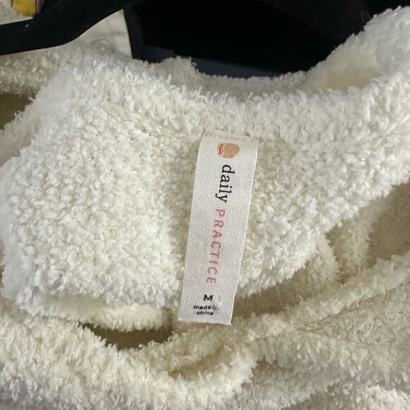Daily Practice by Anthropologie Cozy Cutout Hoodie Cream Size Medium - Picture 3 of 5